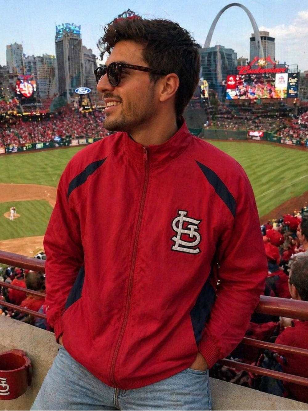 St Louis Cardinals Windbreaker Jacket Size LARGE TALL Authentic Baseball NWT